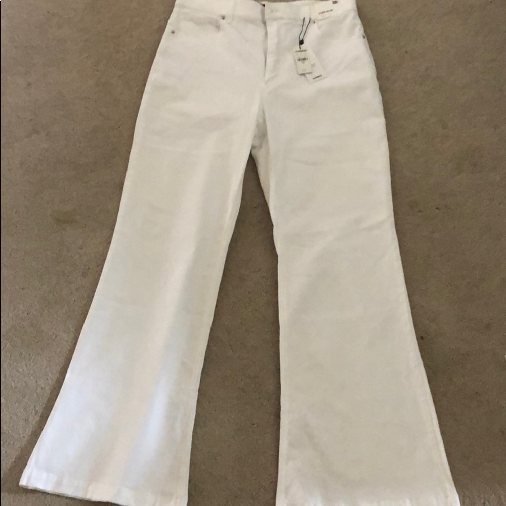 White flare jeans